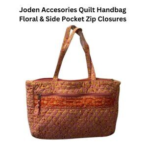 Joden Accesories Quilt Handbag Floral Design Zip Closures Side Pocket Women's OS